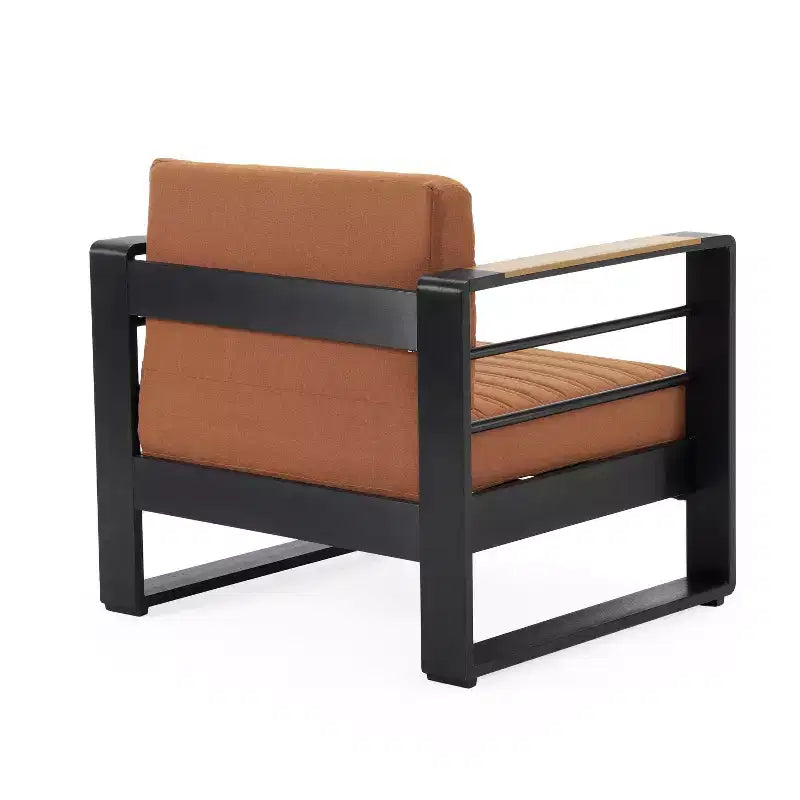 TUYOHW 15 Ensemble de 1 fauteuil d'appoint chic pour patio, fauteuil de canapé de conversation de luxe en aluminium pour l'extérieur, pour véranda, jardin et cour arrière, fauteuil club rembourré