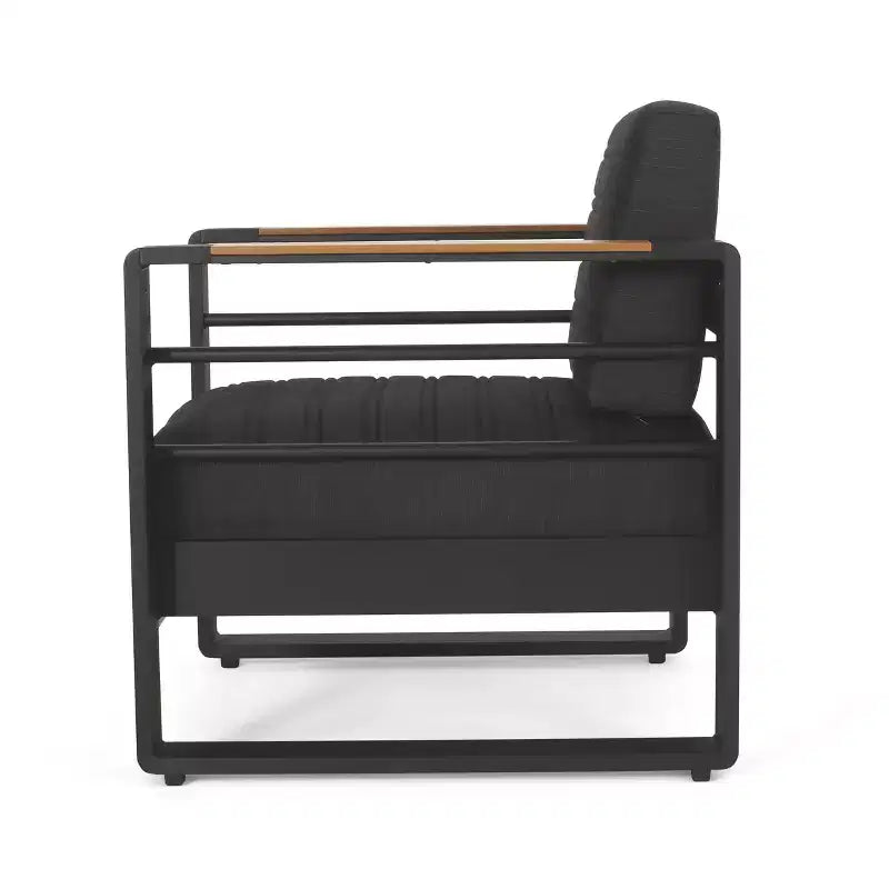 TUYOHW 15 Ensemble de 1 fauteuil d'appoint chic pour patio, fauteuil de canapé de conversation de luxe en aluminium pour l'extérieur, pour véranda, jardin et cour arrière, fauteuil club rembourré