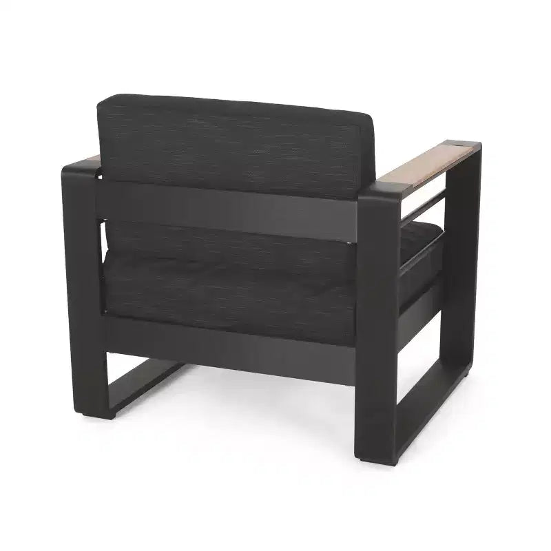 TUYOHW 15 Ensemble de 1 fauteuil d'appoint chic pour patio, fauteuil de canapé de conversation de luxe en aluminium pour l'extérieur, pour véranda, jardin et cour arrière, fauteuil club rembourré