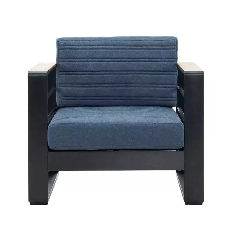 TUYOHW 15 Ensemble de 1 fauteuil d'appoint chic pour patio, fauteuil de canapé de conversation de luxe en aluminium pour l'extérieur, pour véranda, jardin et cour arrière, fauteuil club rembourré