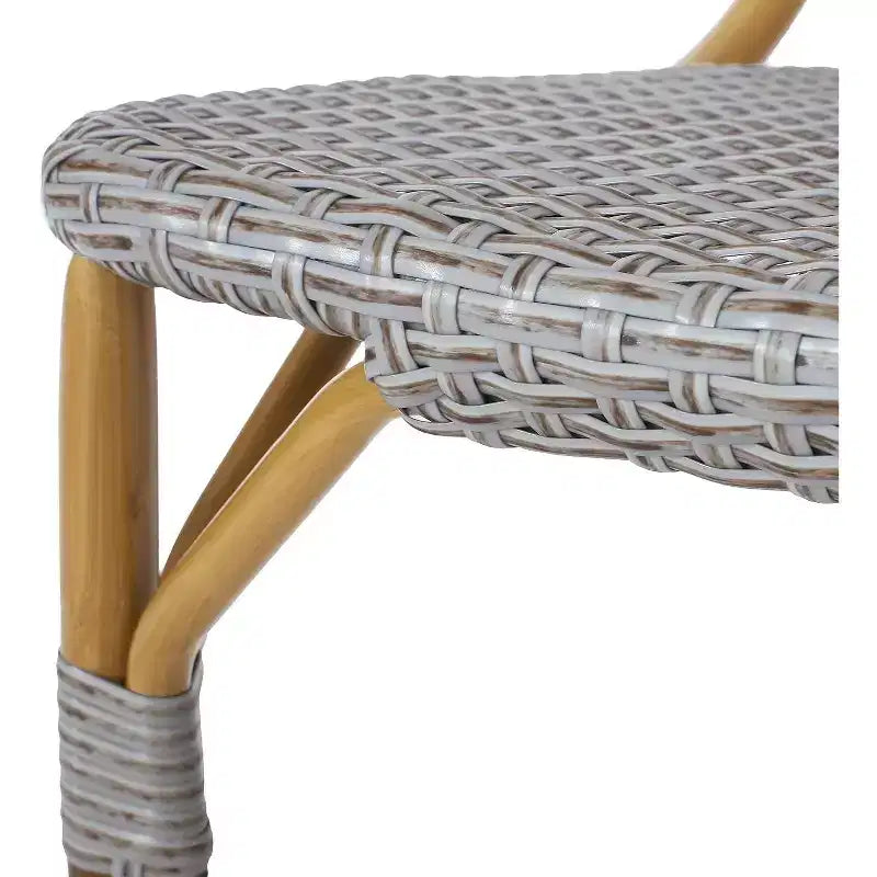 Chaises de bistrot d'extérieur TUYOHW, lot de 2, chaises d'appoint d'extérieur de 45,7 cm avec cadre en aluminium et finition aspect bois, sièges de terrasse en rotin PE
