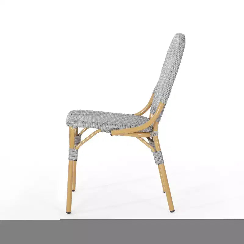 Chaises de bistrot d'extérieur TUYOHW, lot de 2, chaises d'appoint d'extérieur de 45,7 cm avec cadre en aluminium et finition aspect bois, sièges de terrasse en rotin PE
