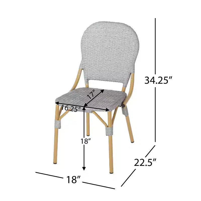 Chaises de bistrot d'extérieur TUYOHW, lot de 2, chaises d'appoint d'extérieur de 45,7 cm avec cadre en aluminium et finition aspect bois, sièges de terrasse en rotin PE