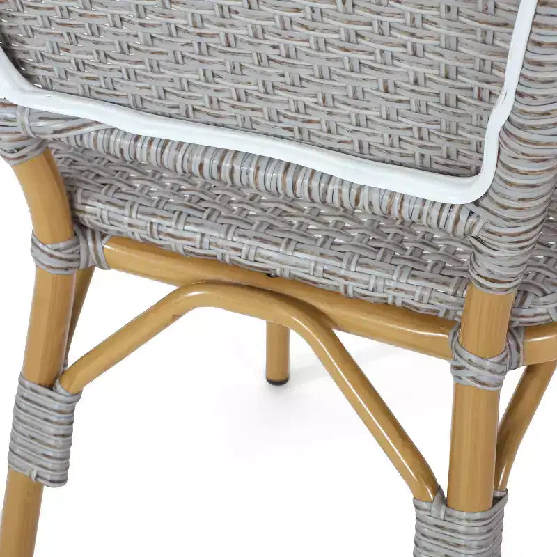 Chaises de bistrot d'extérieur TUYOHW, lot de 2, chaises d'appoint d'extérieur de 45,7 cm avec cadre en aluminium et finition aspect bois, sièges de terrasse en rotin PE