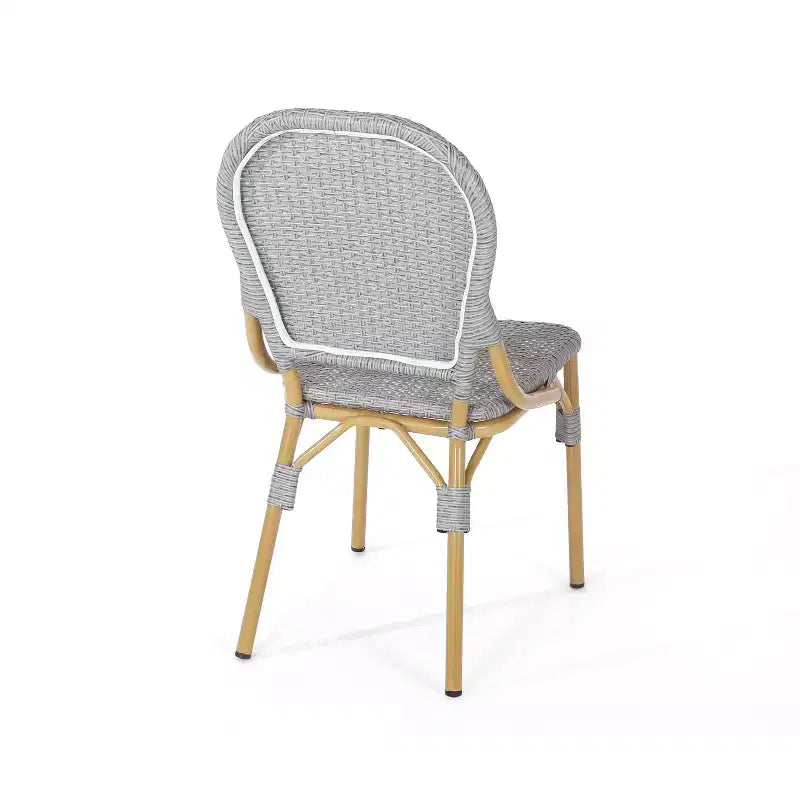 Chaises de bistrot d'extérieur TUYOHW, lot de 2, chaises d'appoint d'extérieur de 45,7 cm avec cadre en aluminium et finition aspect bois, sièges de terrasse en rotin PE