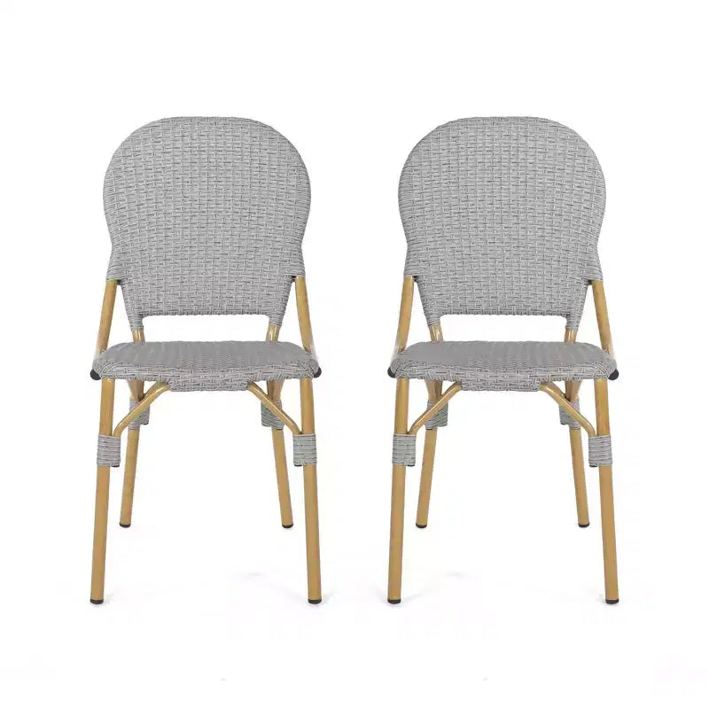 Chaises de bistrot d'extérieur TUYOHW, lot de 2, chaises d'appoint d'extérieur de 45,7 cm avec cadre en aluminium et finition aspect bois, sièges de terrasse en rotin PE