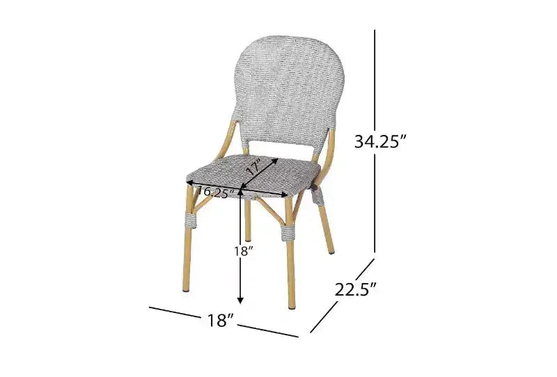 Chaises de bistrot d'extérieur TUYOHW, lot de 2, chaises d'appoint d'extérieur de 45,7 cm avec cadre en aluminium et finition aspect bois, sièges de terrasse en rotin PE