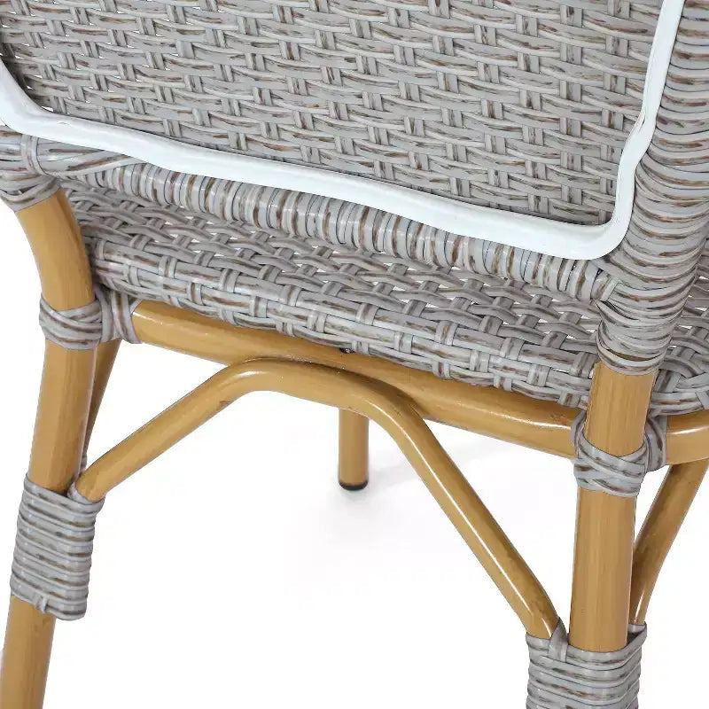 Chaises de bistrot d'extérieur TUYOHW, lot de 2, chaises d'appoint d'extérieur de 45,7 cm avec cadre en aluminium et finition aspect bois, sièges de terrasse en rotin PE