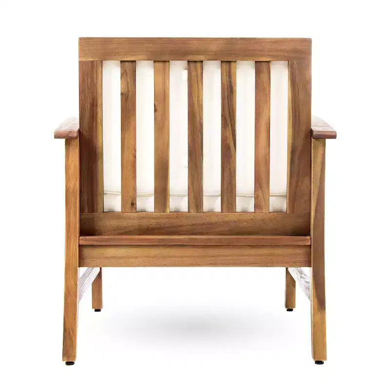 TUYOHW Ensemble de 1 fauteuil d'appoint rustique pour patio, fauteuils club rembourrés, siège de conversation extérieur en acacia pour véranda, jardin et arrière-cour, capacité de 180 kg