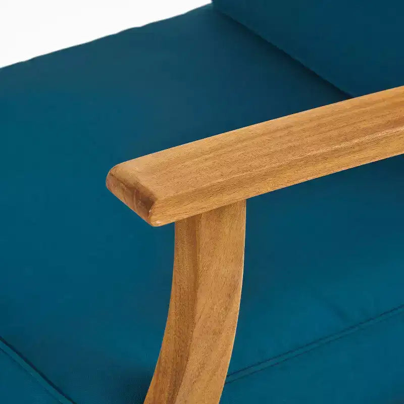 TUYOHW Ensemble de 1 fauteuil d'appoint rustique pour patio, fauteuils club rembourrés, siège de conversation extérieur en acacia pour véranda, jardin et arrière-cour, capacité de 180 kg