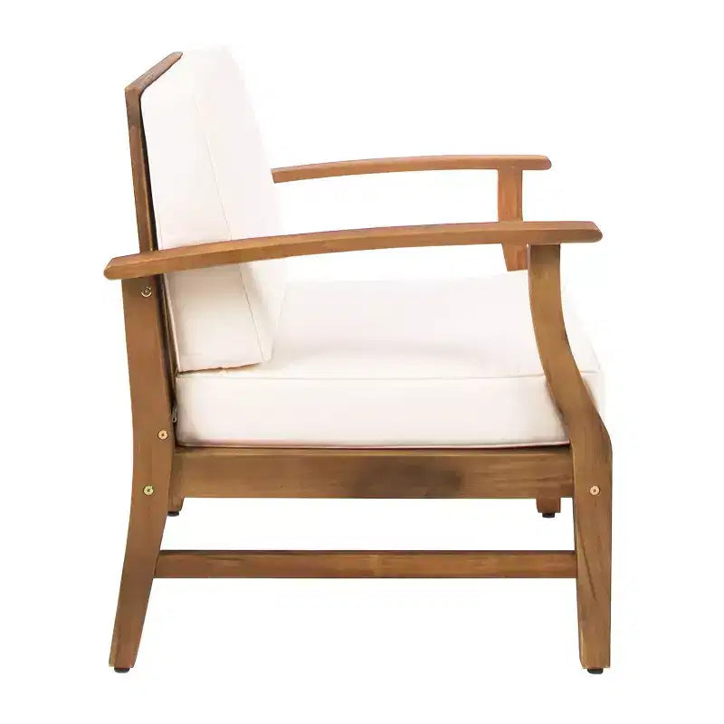 TUYOHW Ensemble de 1 fauteuil d'appoint rustique pour patio, fauteuils club rembourrés, siège de conversation extérieur en acacia pour véranda, jardin et arrière-cour, capacité de 180 kg