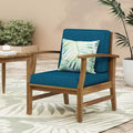TUYOHW Ensemble de 1 fauteuil d'appoint rustique pour patio, fauteuils club rembourrés, siège de conversation extérieur en acacia pour véranda, jardin et arrière-cour, capacité de 180 kg