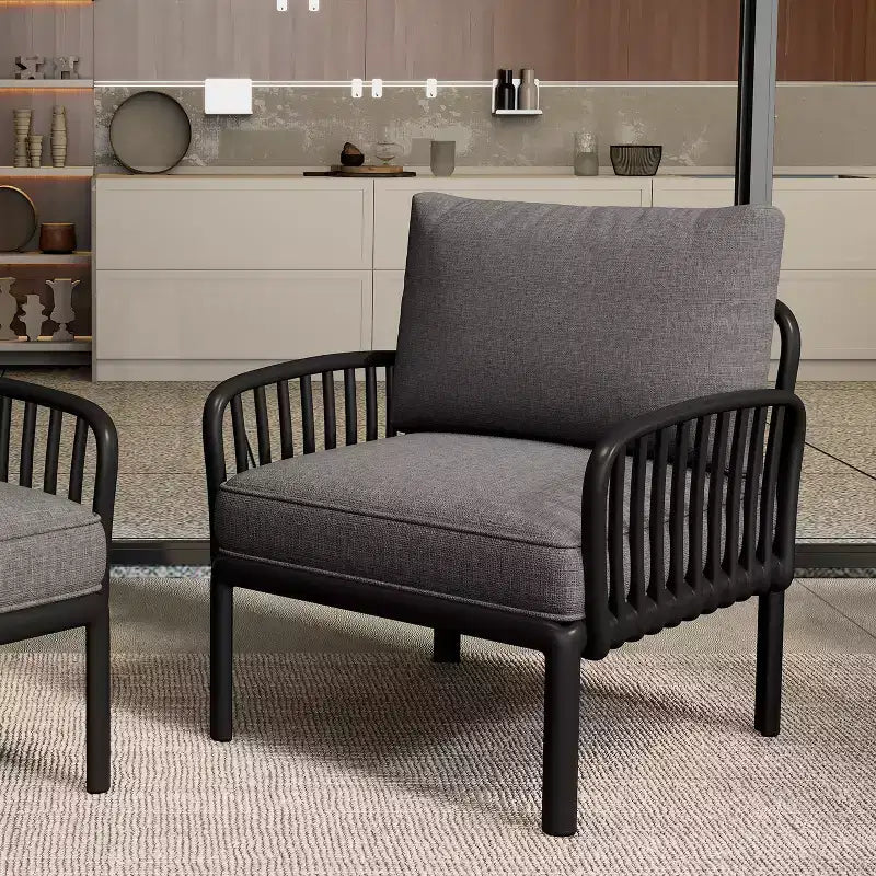 TUYOHW Lot de 1/2 chaises d'appoint de patio minimalistes, chaises de club en plastique résistantes aux UV, sièges de coussin épais imperméables pour le jardin, capacité de 180 kg