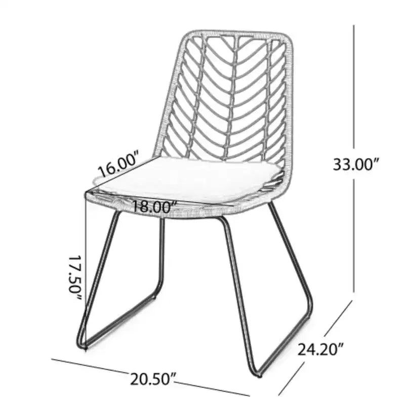 TUYOHW PE Chaises d'appoint en rotin - Lot de 2, chaises de patio extérieures avec coussins résistants à l'eau, capacité de 136 kg chacune, gris