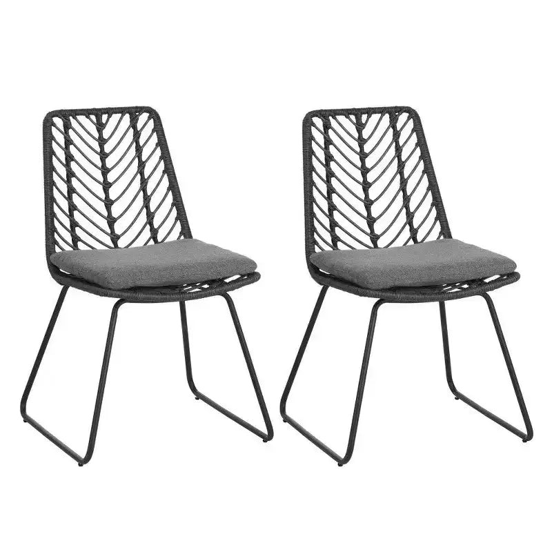 TUYOHW PE Chaises d'appoint en rotin - Lot de 2, chaises de patio extérieures avec coussins résistants à l'eau, capacité de 136 kg chacune, gris