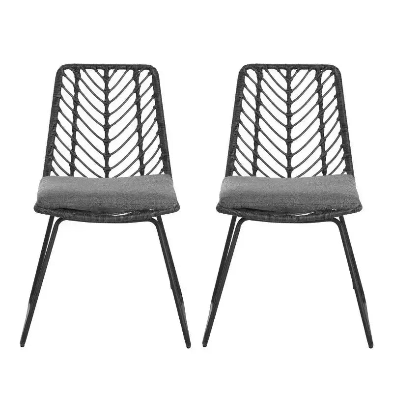 TUYOHW PE Chaises d'appoint en rotin - Lot de 2, chaises de patio extérieures avec coussins résistants à l'eau, capacité de 136 kg chacune, gris