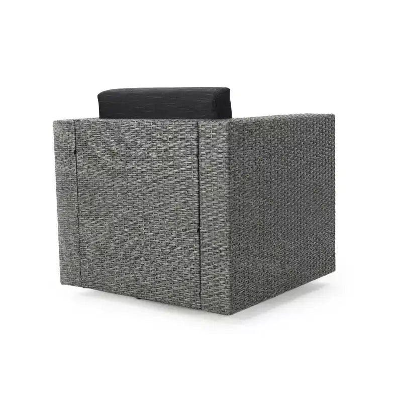 Fauteuils d'appoint pivotants à 360° TUYOHW pour terrasse, fauteuils d'extérieur en rotin PE avec base en fer et dossier rembourré, sièges de mobilier de jardin