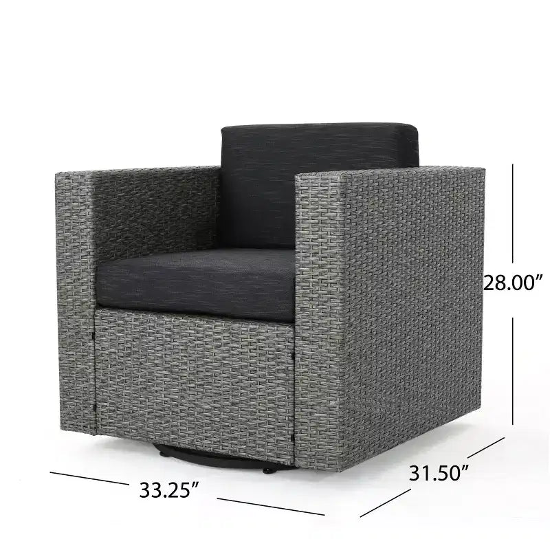 Fauteuils d'appoint pivotants à 360° TUYOHW pour terrasse, fauteuils d'extérieur en rotin PE avec base en fer et dossier rembourré, sièges de mobilier de jardin