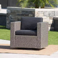 Fauteuils d'appoint pivotants à 360° TUYOHW pour terrasse, fauteuils d'extérieur en rotin PE avec base en fer et dossier rembourré, sièges de mobilier de jardin