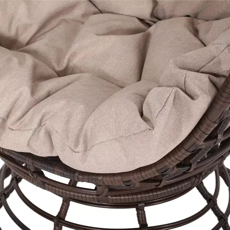 Fauteuil œuf moderne en rotin synthétique PE TUYOHW, fauteuils d'appoint chics pour porche, jardin et arrière-cour, marron