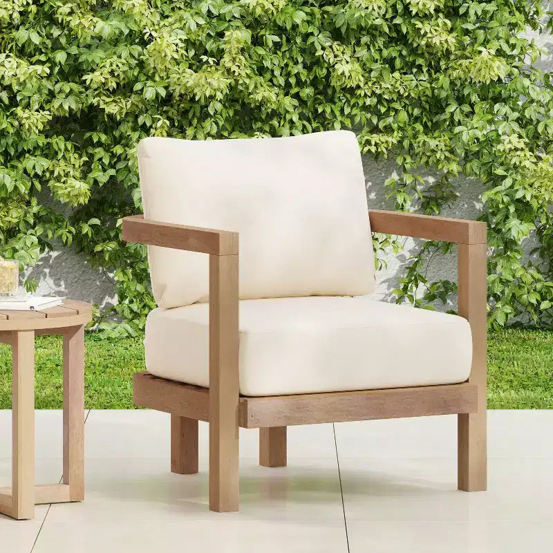 TUYOHW Boho Style Patio Accent Chairs,Set of 1/2,Outdoor Acacia Conversation seat for Porch,Garden & Backyard,400lbs Capacity