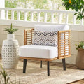 TUYOHW Semi-Enclosed PE Rattan Club Chair Patio Accent Chair,Set of 1,Boho Style Lounge Chair with Thick Water-Resistant Cushion & Foot Pads