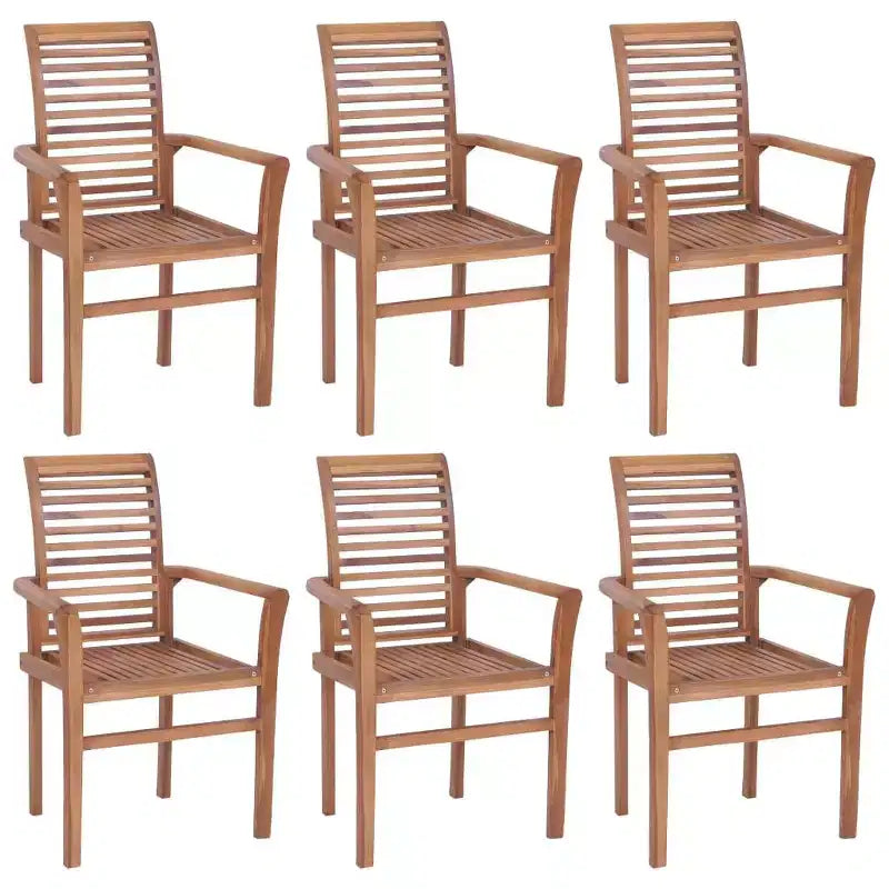 vidaXL 6 pcs Teak Dining Chairs with Bright Green Cushions-, Stacking for Space-Efficient Storage, Weatherproof