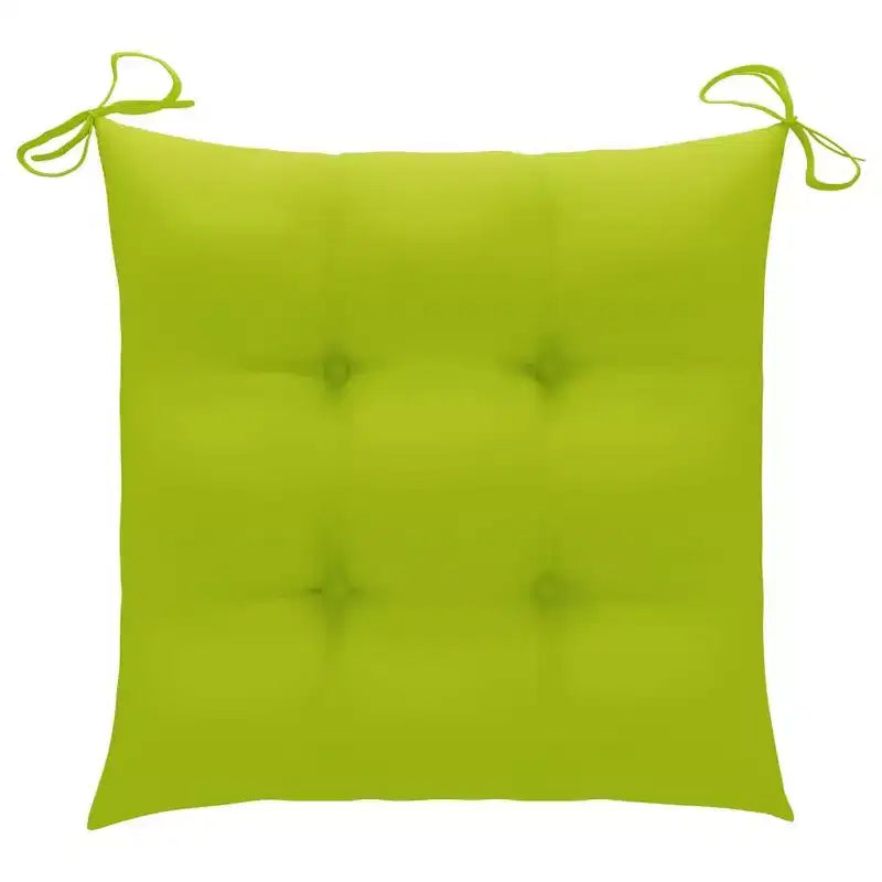 vidaXL 6 chaises de salle à manger en teck avec coussins vert vif, empilables pour un rangement peu encombrant, résistantes aux intempéries