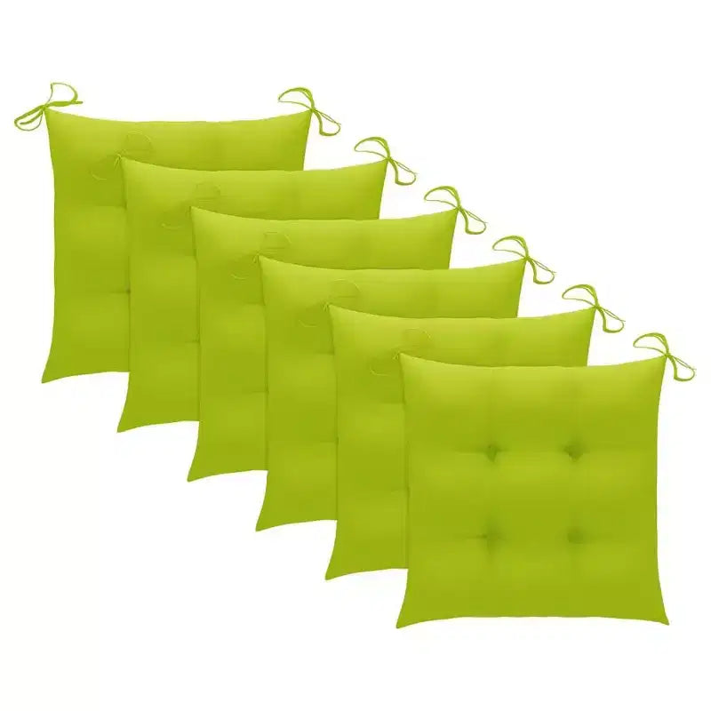 vidaXL 6 chaises de salle à manger en teck avec coussins vert vif, empilables pour un rangement peu encombrant, résistantes aux intempéries