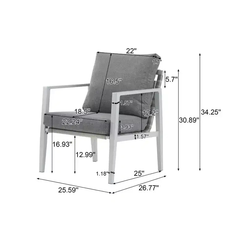 TUYOHW Chaises d'appoint de terrasse en aluminium, lot de 1/2, chaises de salle à manger rembourrées pour l'extérieur, chaises longues modernes pour jardin et arrière-cour