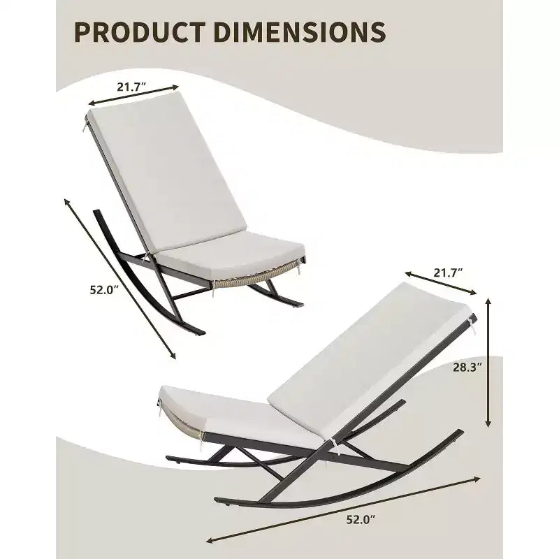 COZONY Chaise Longue Balancelle d'extérieur (lot de 2), Transat de Patio avec Coussin Amovible