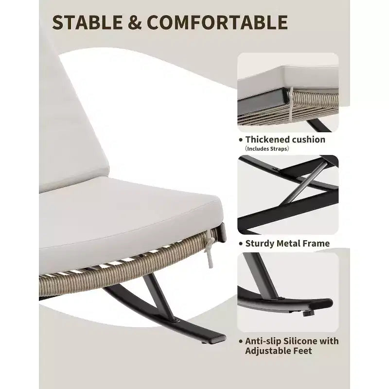 COZONY Chaise Longue Balancelle d'extérieur (lot de 2), Transat de Patio avec Coussin Amovible
