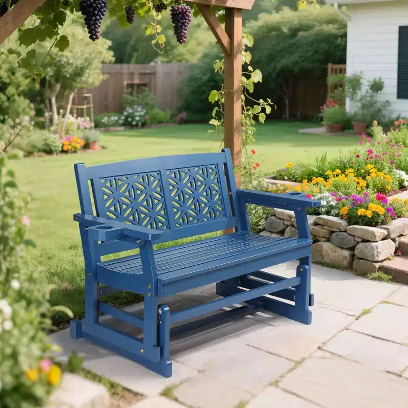 Karl Home | Banc balançoire à deux places en bois de sapin avec dossier floral