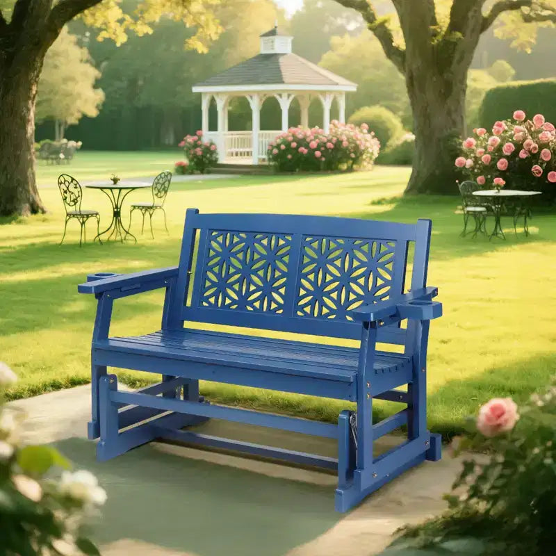 Karl Home | Banc balançoire à deux places en bois de sapin avec dossier floral