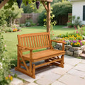 Karl Home | Double-Seat Fir Wood Patio Glider Bench with Vertical Slat Backrest