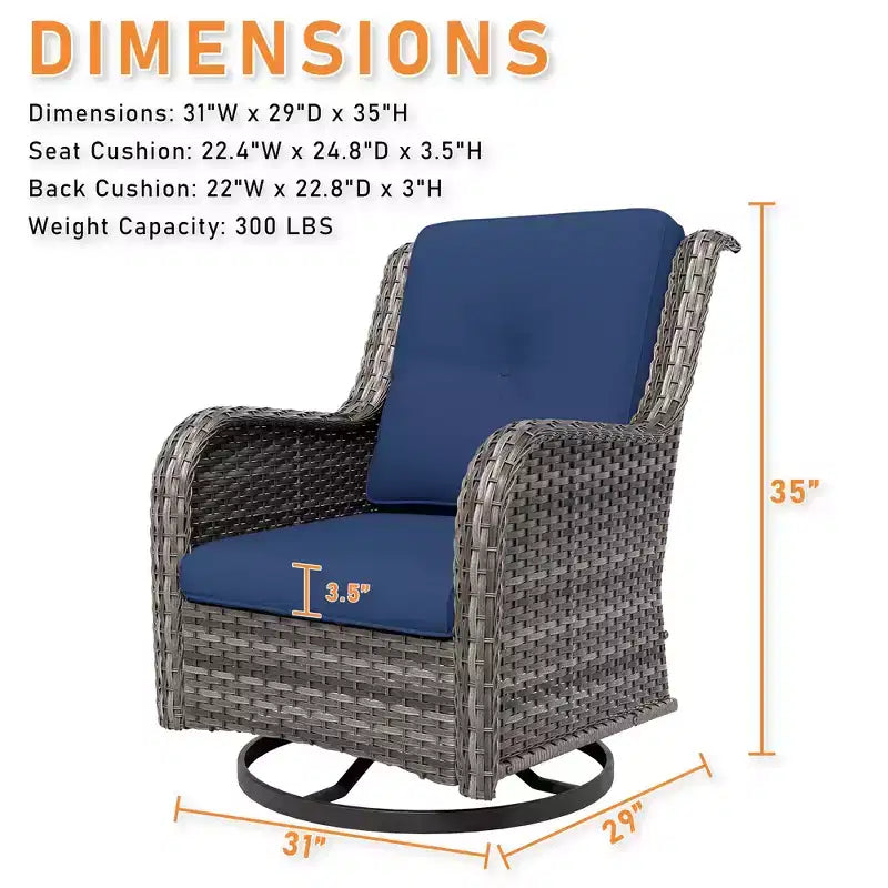 Chaise de patio pivotante et à bascule d'extérieur UPTIOT