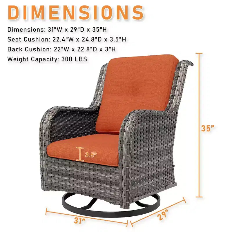 Chaise de patio pivotante et à bascule d'extérieur UPTIOT