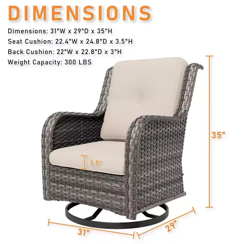 Chaise de patio pivotante et à bascule d'extérieur UPTIOT