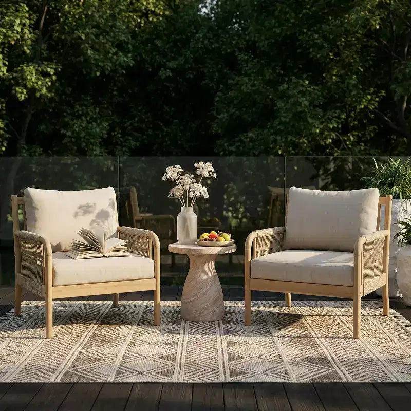 Christopher Knight Home Casper Fauteuil de jardin en bois d'acacia et corde tressée
