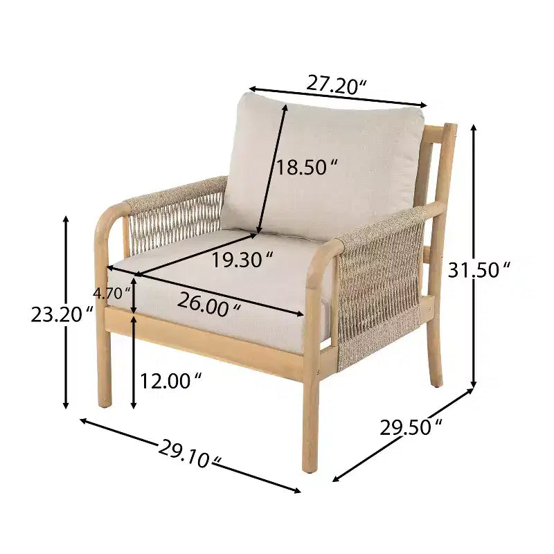 Christopher Knight Home Casper Fauteuil de jardin en bois d'acacia et corde tressée