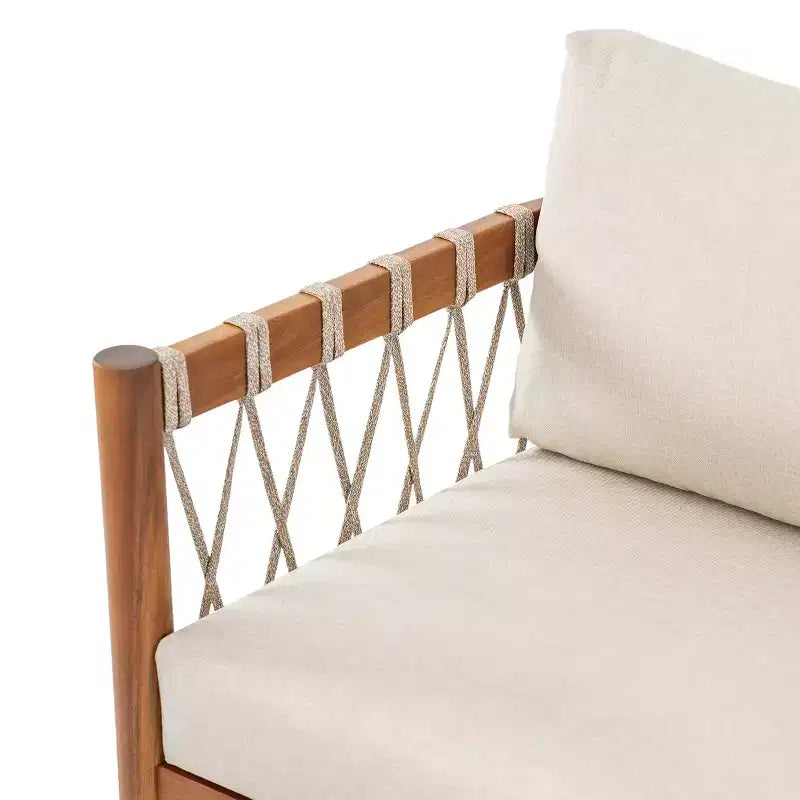 Christopher Knight Home Adalyn Chaise d'extérieur en bois d'acacia avec coussins beiges et tissage en corde
