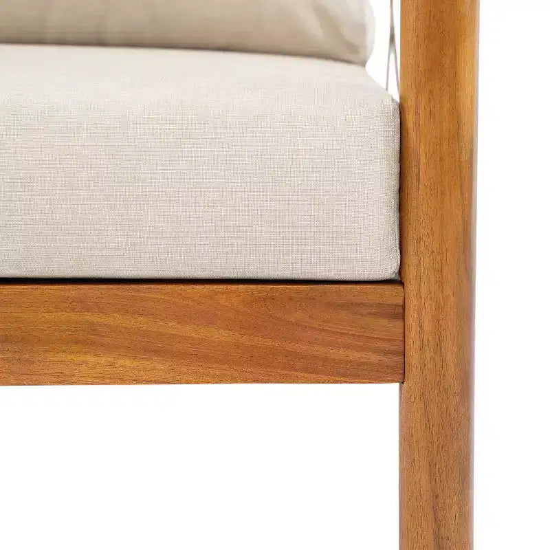Christopher Knight Home Adalyn Chaise d'extérieur en bois d'acacia avec coussins beiges et tissage en corde