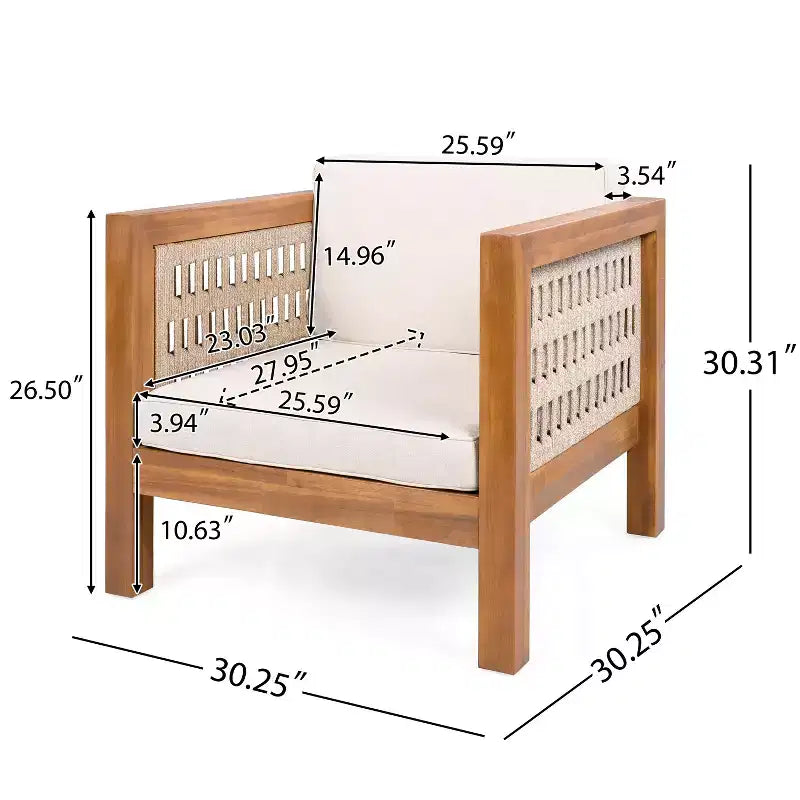Christopher Knight Home Fauteuil de jardin Maya Boho en bois d'acacia avec accoudoirs et coussins