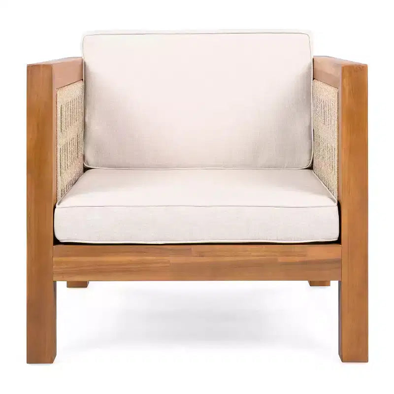 Christopher Knight Home Fauteuil de jardin Maya Boho en bois d'acacia avec accoudoirs et coussins