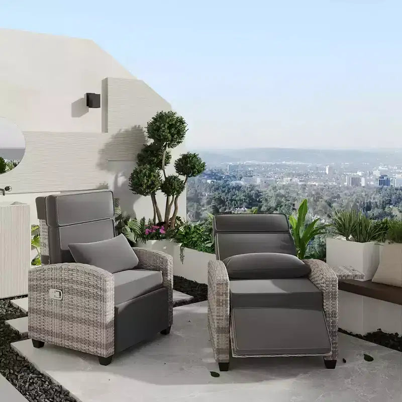 Chaise longue d'extérieur avec dossier réglable, table relevable et coussin amovible – Chaise longue en osier tout temps pour terrasse, piscine, véranda