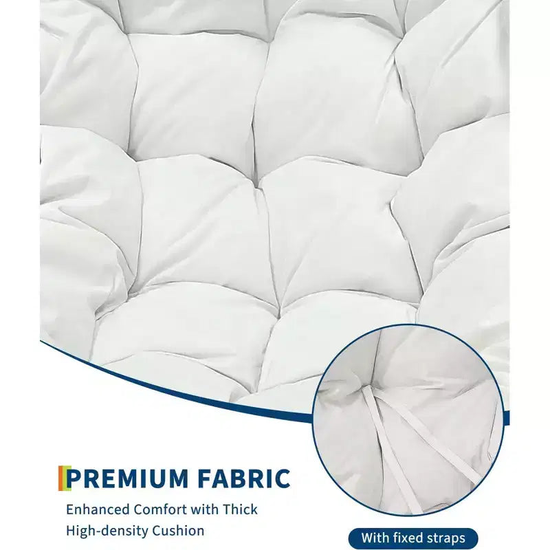 Fauteuil à bascule Papasan d'extérieur avec coussin, fauteuil à bascule en osier et métal pour patio, véranda ou salon, capacité de 158 kg