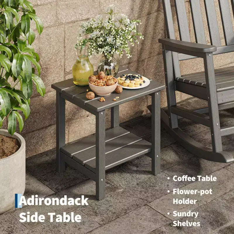 Fauteuil à bascule d'extérieur, Fauteuils à bascule à dossier haut en PEHD toutes saisons et mobilier en bois poly pour patio et porche, Gris