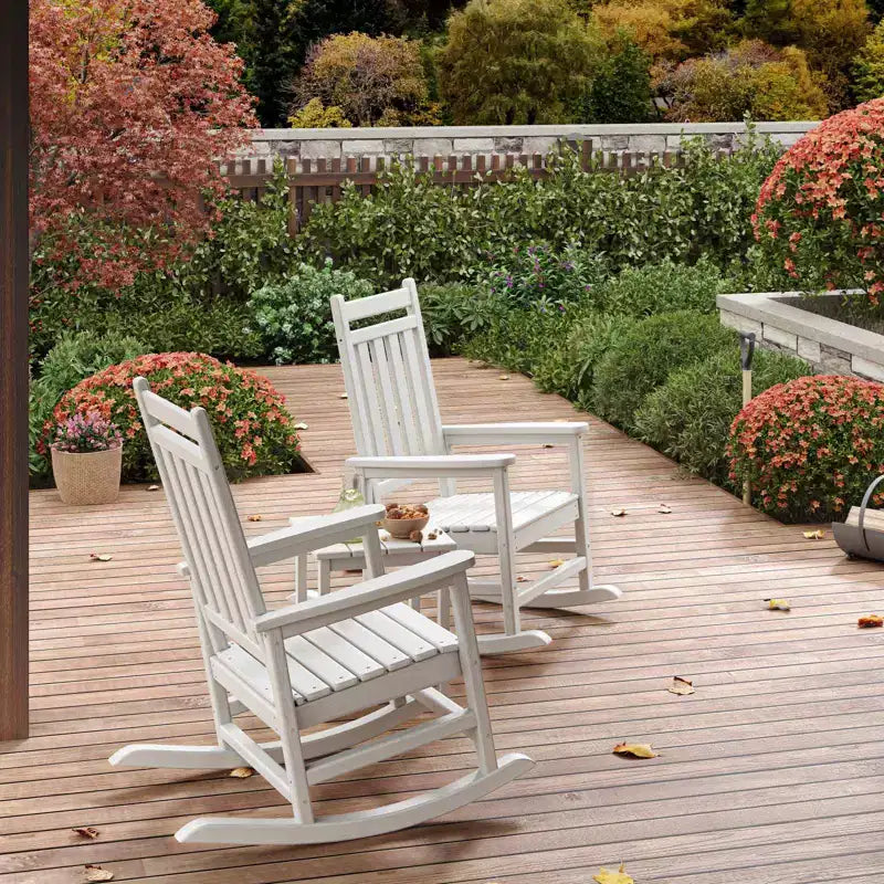 Fauteuil à bascule d'extérieur, Fauteuils à bascule à dossier haut en PEHD toutes saisons et mobilier en bois poly pour patio et porche, Gris
