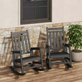 Outdoor Rocking Chair, High-Back HDPE All-Weather Rockers & Poly Lumber Furniture for Patio and Porch,Grey