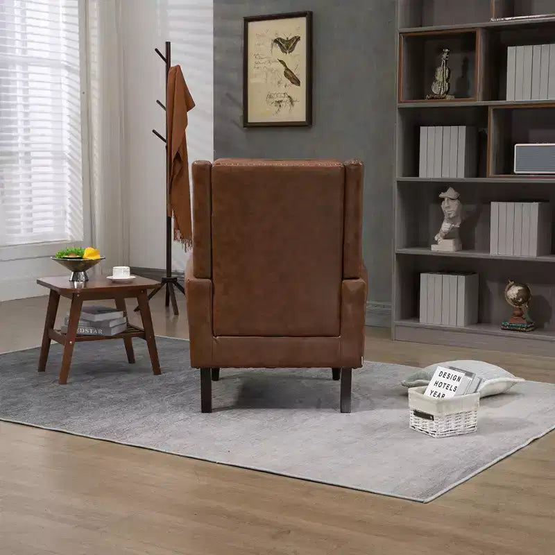 Fauteuil Lounge, Fauteuil à Cadre en Bois avec Coussin Amovible, Fauteuil d'Appoint Moderne et Chaise de Loisirs Compatible avec le Salon, la Chambre à Coucher